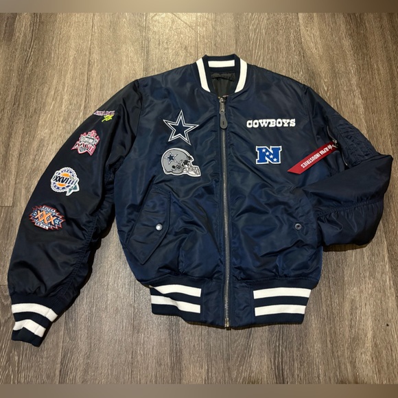 DALLAS COWBOYS X ALPHA X NEW ERA MA-1 BOMBER JACKET NWT SIZE M - Picture 3 of 10